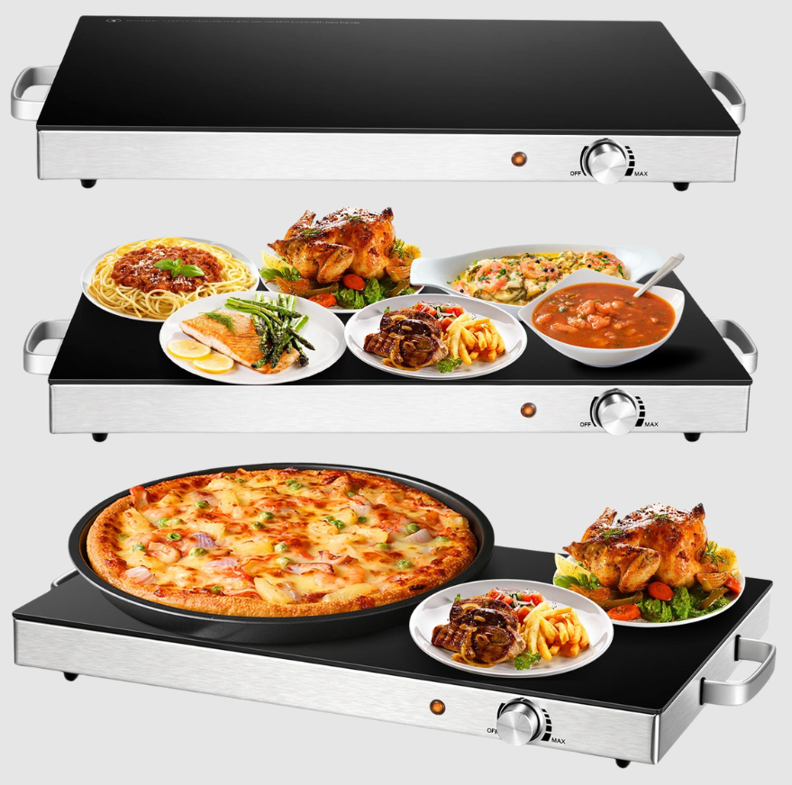 Plaques Chauffantes Électriques 2-en-1 | Lot de 2 avec Thermostat Réglable | Valuna