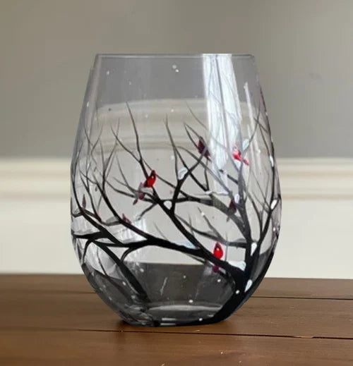 Quatre Saisons | Verres À Vin Peints À La Main Au Design Artistique Élégant | Valuna