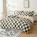 Housse de Couette à Carreaux Moderne | 3 Pièces de Literie | Valuna