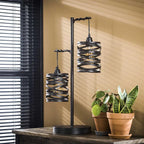 Lampe de Table Spin Duo Industrielle | Métal Noir 2 Luminaires | Valuna