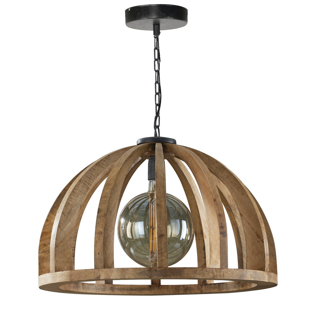 Suspension Madri Bois de Manguier | Lampe Suspendue Style Cage Sculpturale | Valuna