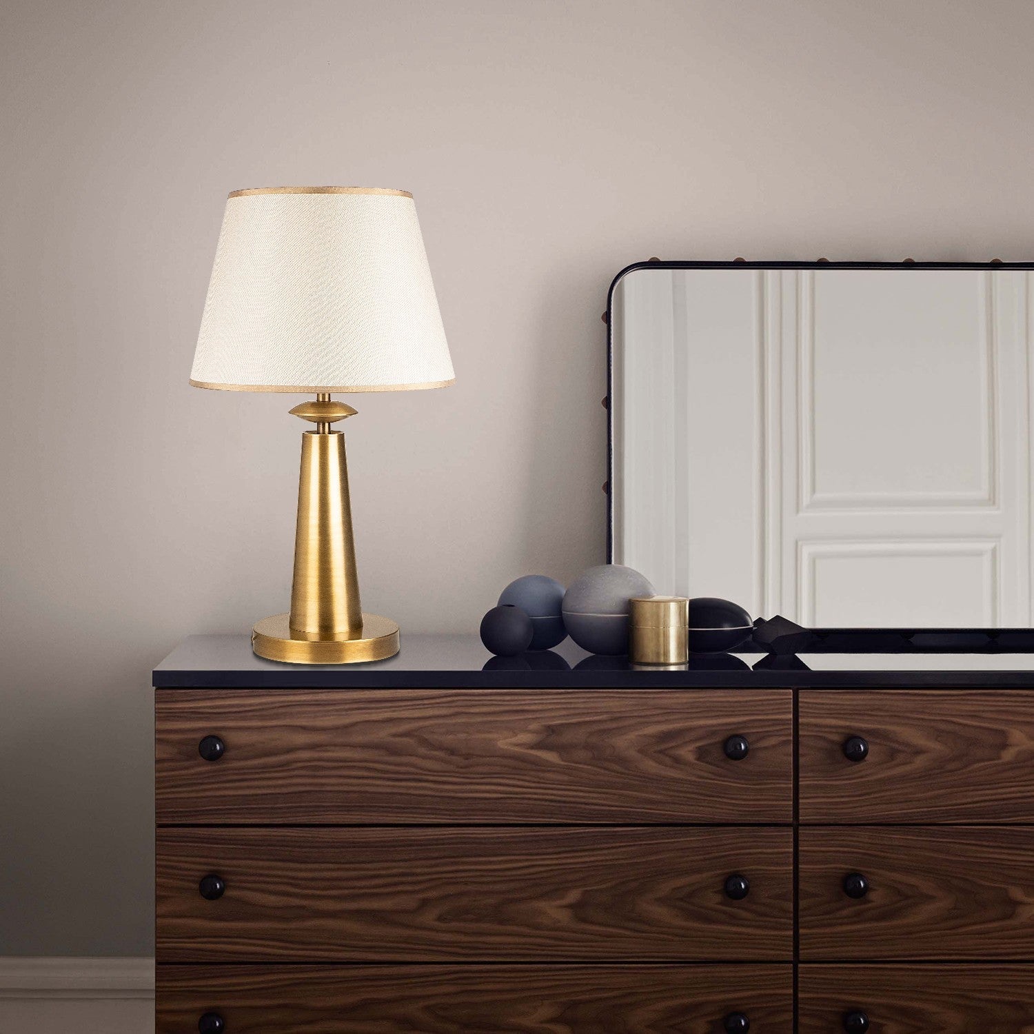 Lampe de Table Arboria en Métal Cuivré et Abat‑jour Tissu | Lumière Chaleureuse et Texturée pour Intérieurs Cosy | Valuna