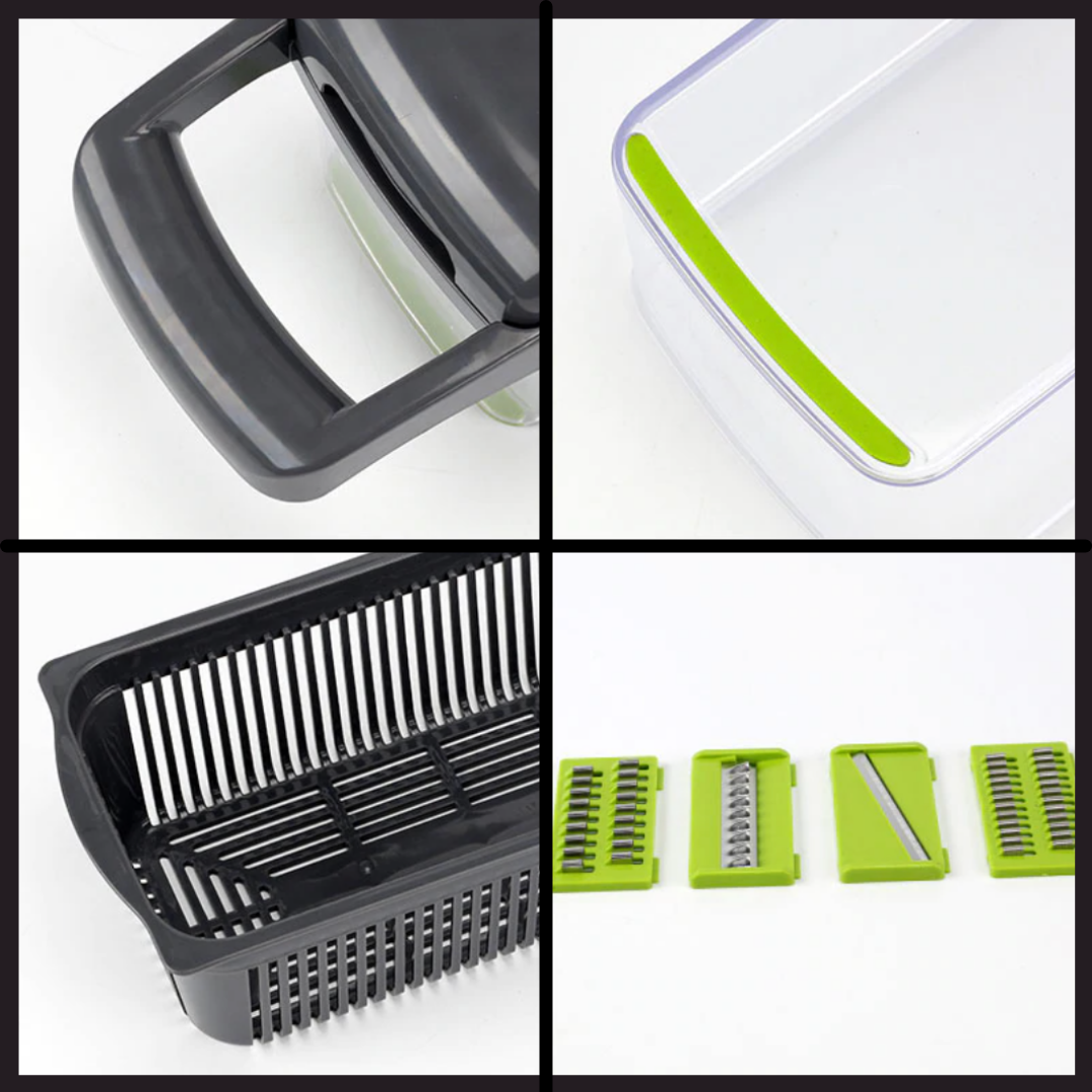 SliceMaster Mandoline 8‑en‑1 Multifonctions | Trancheuse Compacte pour Légumes & Fruits avec 7 Lames | Valuna