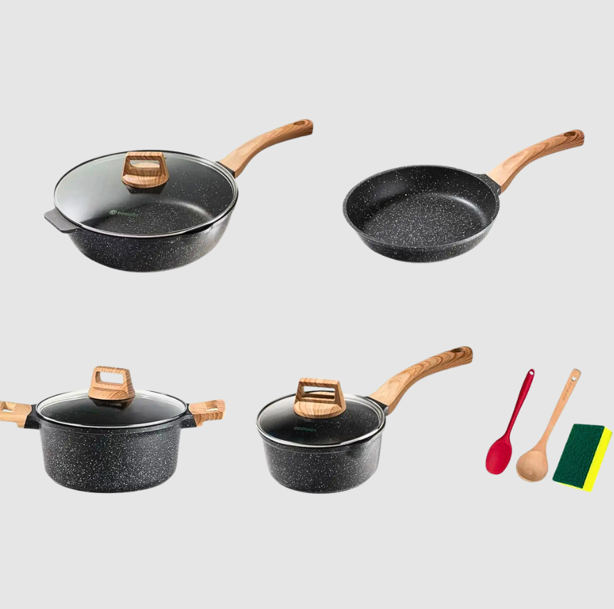 Set de Ustensiles Anti‑adhésifs Inspiré de Pierre | 10 Pièces | Valuna