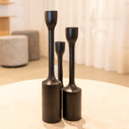 Bougeoir Noir Mat Orso | Trio Élégant pour Ambiance Sophistiquée | Valuna