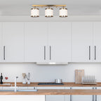 Suspension Frost 3‑Lumières en Métal Bronze et Tissu | Ambiance Chaleureuse et Douce | Valuna