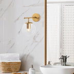 Applique Murale Obsidian Verre Clair Doré | Lampe Murale Globe Métal | Valuna