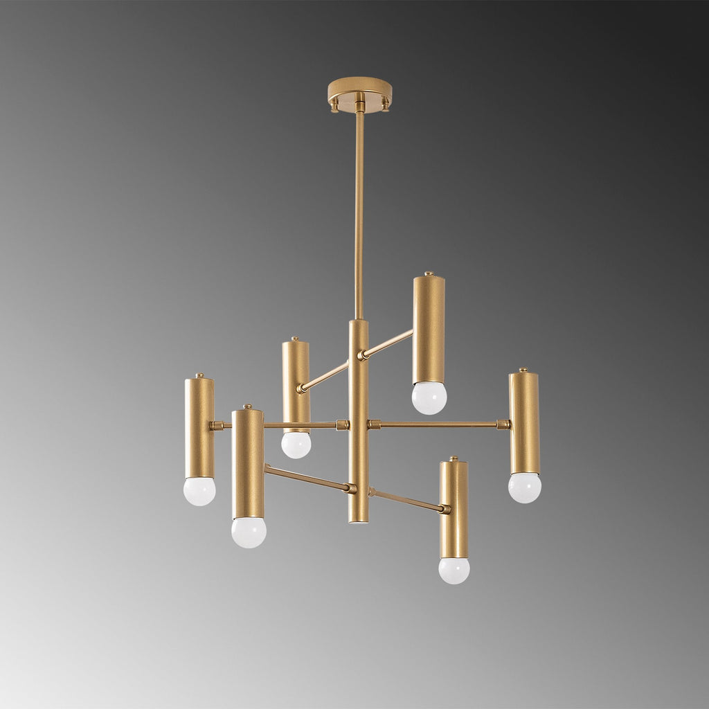 Suspension Arctic 6‑Lumières en Métal Doré | Éclairage Grand Luxe pour Espaces Spacieux | Valuna