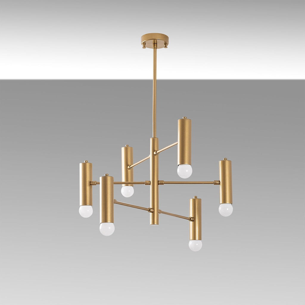 Suspension Arctic 6‑Lumières en Métal Doré | Éclairage Grand Luxe pour Espaces Spacieux | Valuna