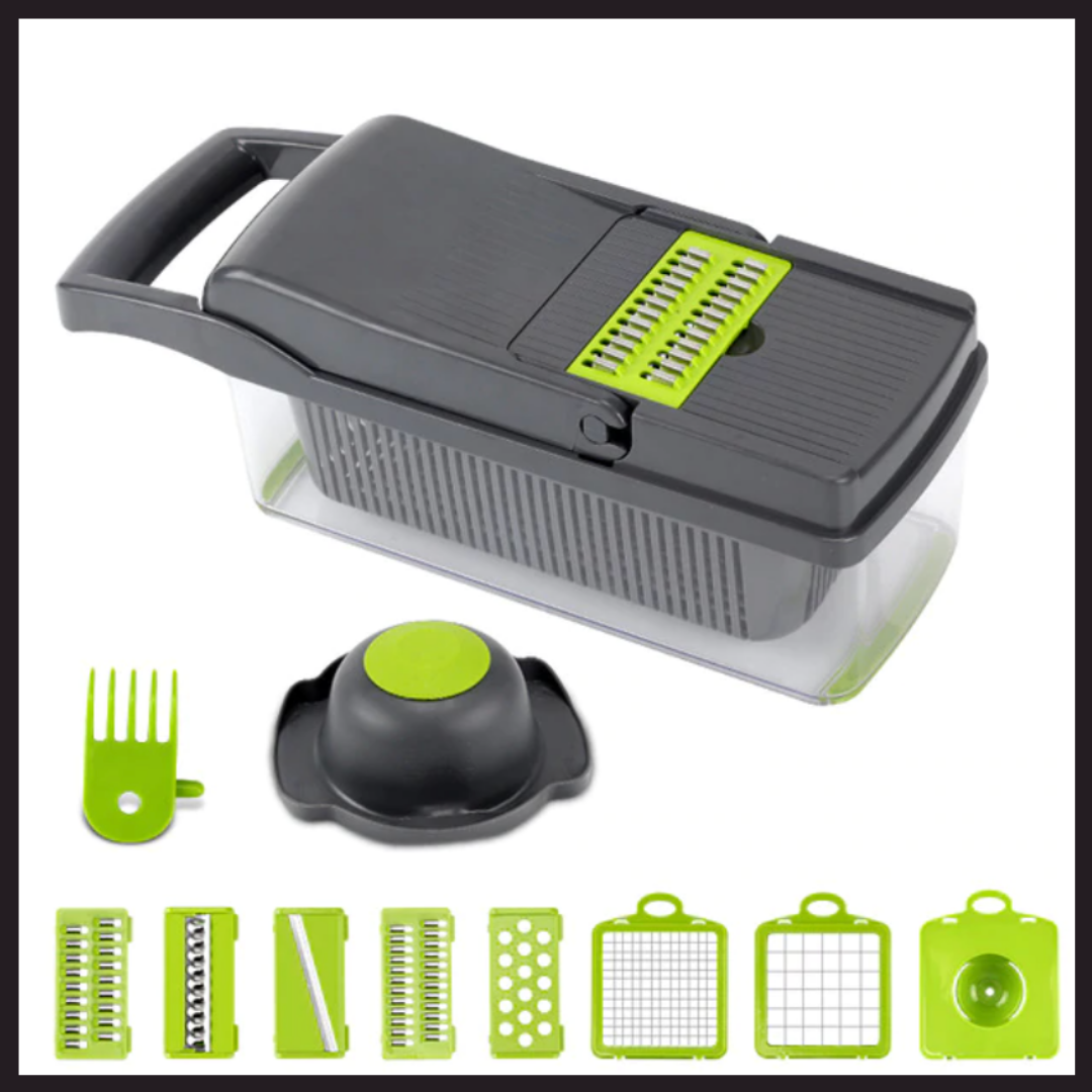 SliceMaster Mandoline 8‑en‑1 Multifonctions | Trancheuse Compacte pour Légumes & Fruits avec 7 Lames | Valuna