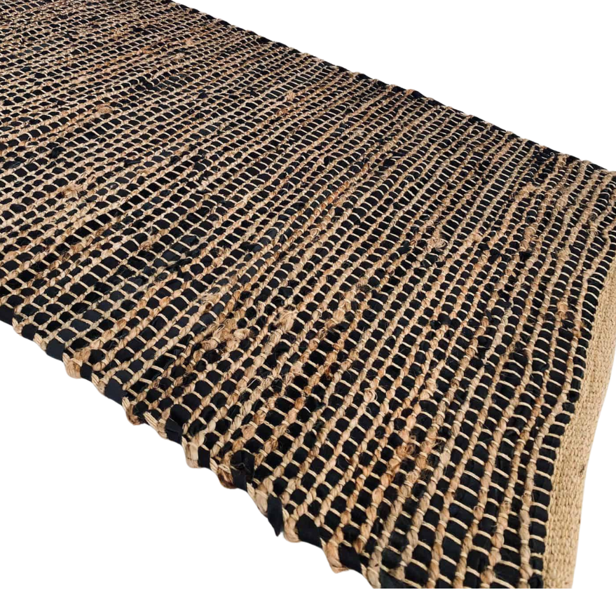 LeatherJute | Tapis en Cuir et Jute – Style Moderne et Confort Élégant | Valuna