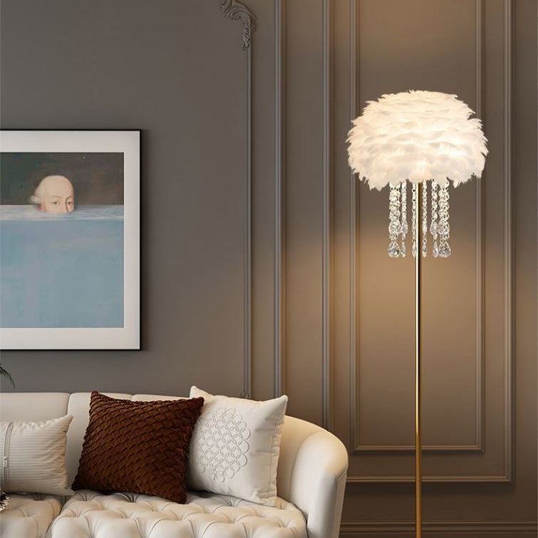 Crystalis | Lampe Sur Pied Nordique Avec Ressort Et Abat-Jour En Cristal | Valuna