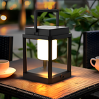 BlackQuad Lanterne | Sol & USB Rechargeable Éclairage de Jardin - Lampe Solaire Portable pour le Jardin | Valuna