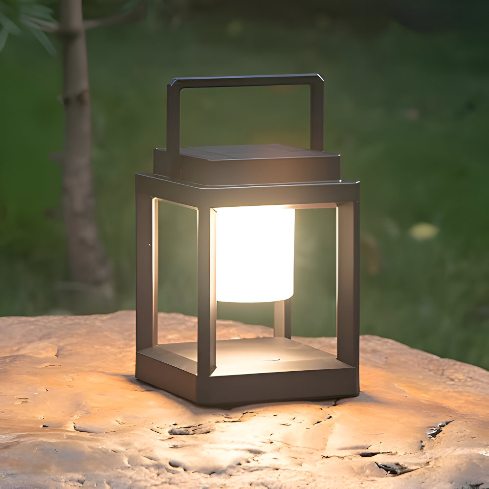 BlackQuad Lanterne | Sol & USB Rechargeable Éclairage de Jardin - Lampe Solaire Portable pour le Jardin | Valuna
