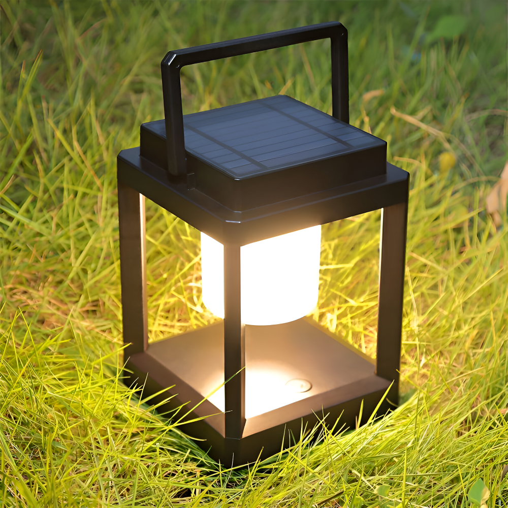 BlackQuad Lanterne | Sol & USB Rechargeable Éclairage de Jardin - Lampe Solaire Portable pour le Jardin | Valuna