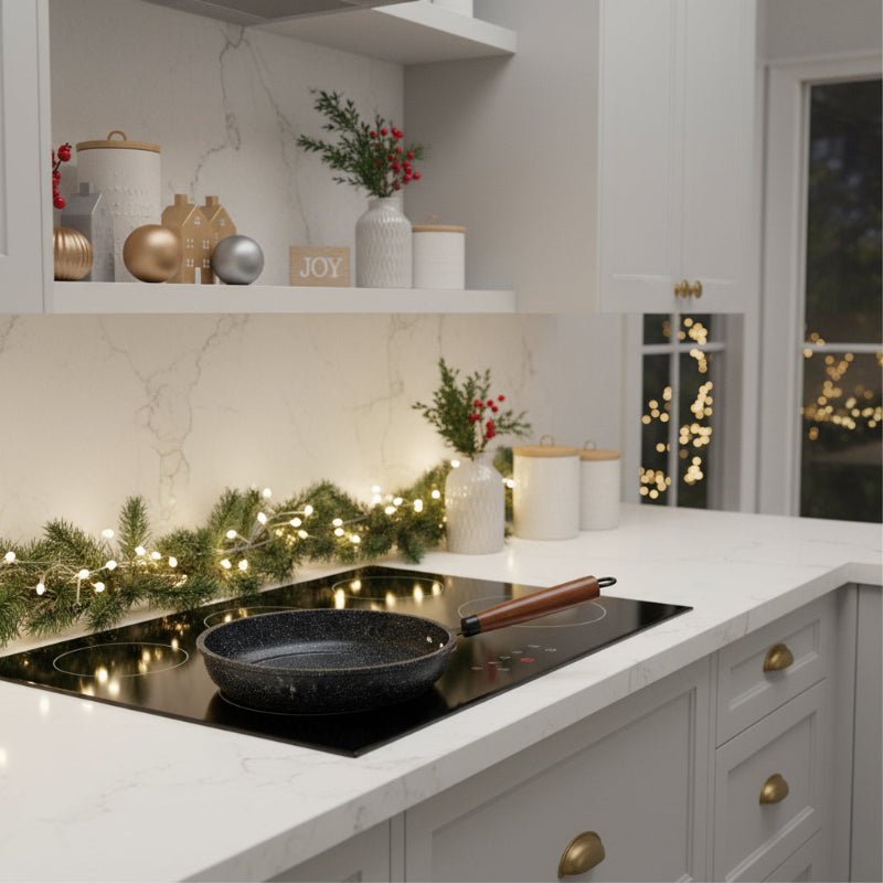 GastriQon | Poêle Antiadhésive En Pierre Maifan 30 Cm Avec Couvercle Pour Cuisinières À Gaz Et À Induction | Valuna