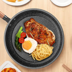 GastriQon | Poêle Antiadhésive En Pierre Maifan 30 Cm Avec Couvercle Pour Cuisinières À Gaz Et À Induction | Valuna