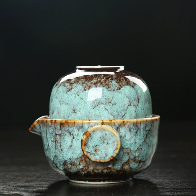 KuaiKe | Ensemble De Gaiwan En Céramique Pour Thé De Camping Kung Fu Avec Théière Et Tasse | Valuna