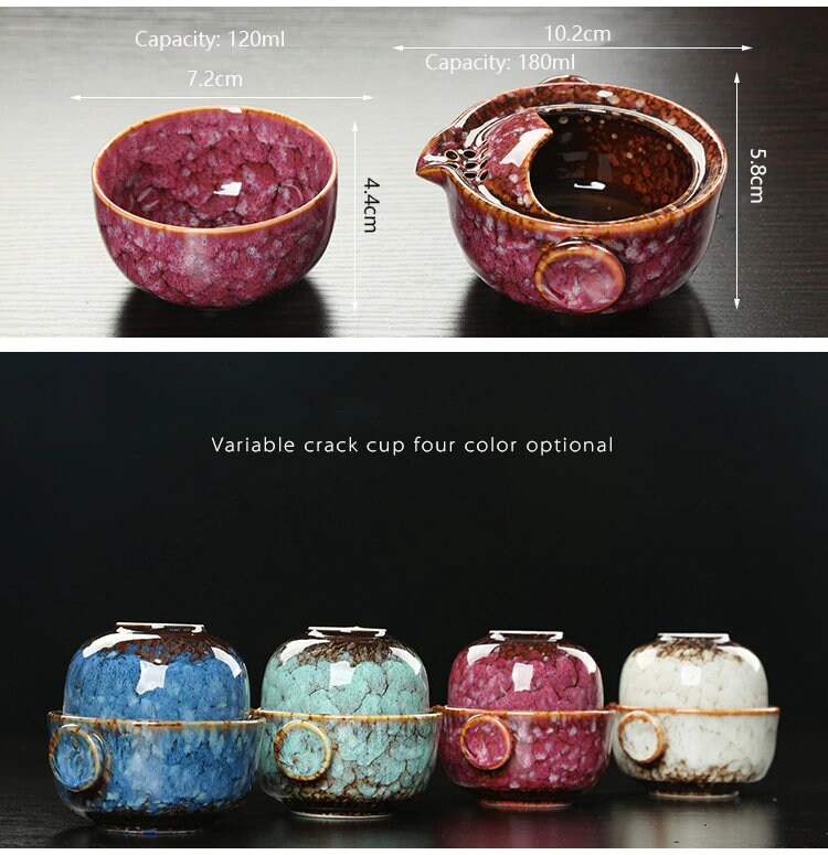 KuaiKe | Ensemble De Gaiwan En Céramique Pour Thé De Camping Kung Fu Avec Théière Et Tasse | Valuna