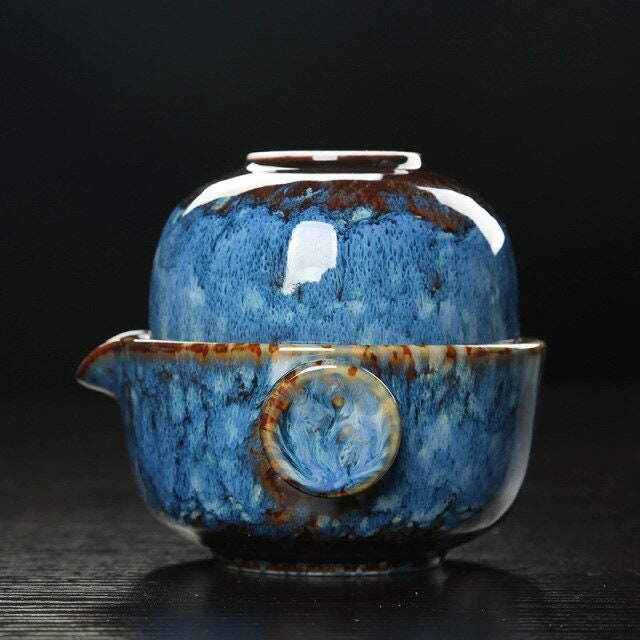 KuaiKe | Ensemble De Gaiwan En Céramique Pour Thé De Camping Kung Fu Avec Théière Et Tasse | Valuna