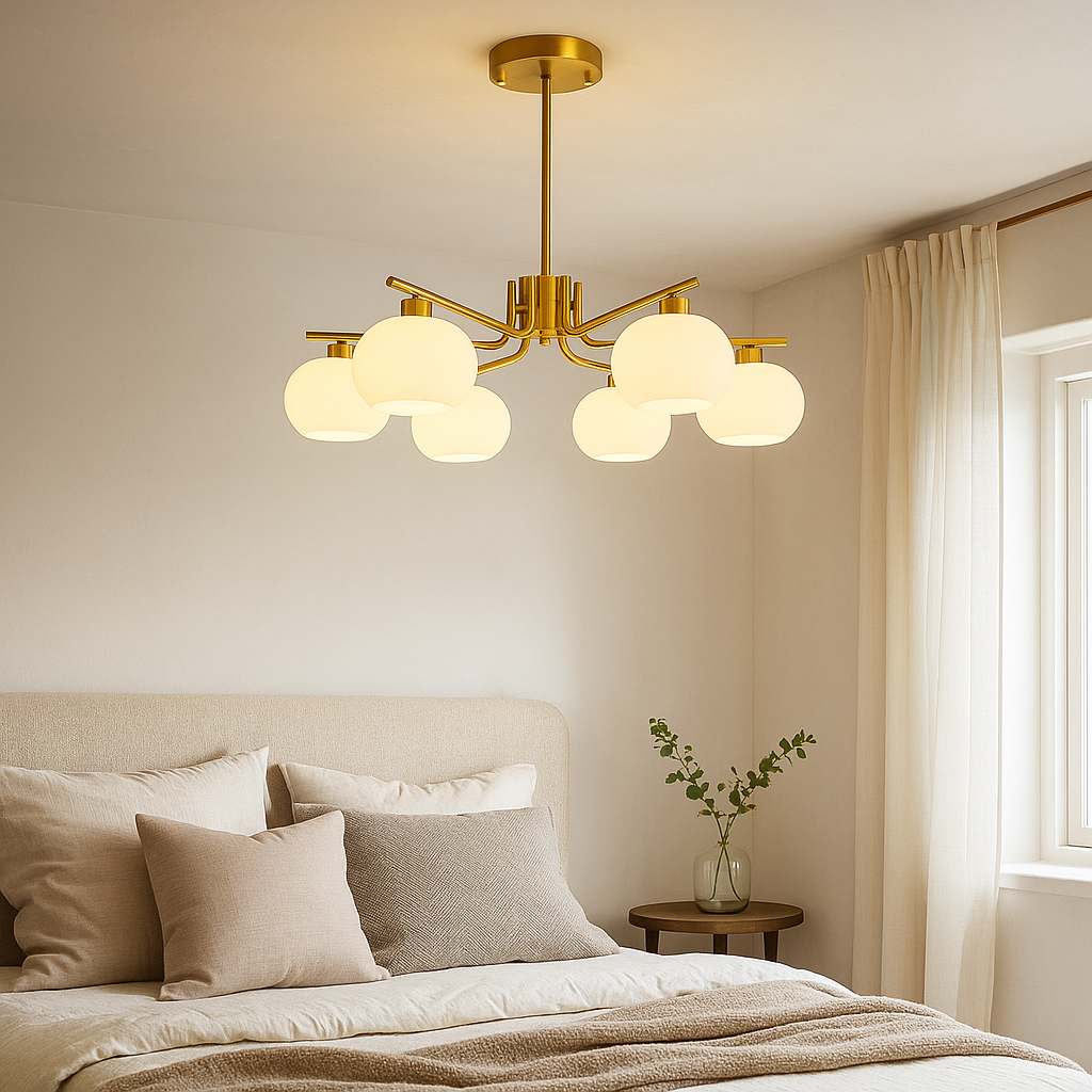 Lustre Bauhaus LED En Verre Dépoli Et Métal Pour Chambre - Valuna