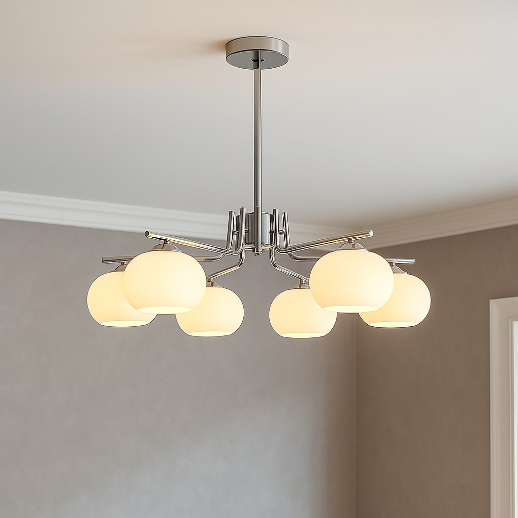 Lustre Bauhaus LED En Verre Dépoli Et Métal Pour Chambre - Valuna
