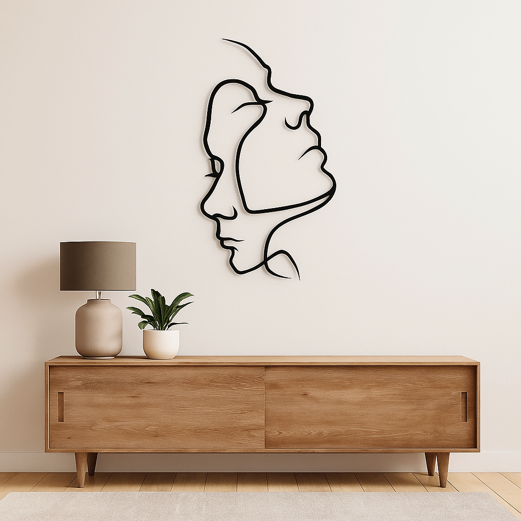 AmoraLine | Décoration Murale Minimaliste avec Expression Abstraite de l'Amour | Valuna