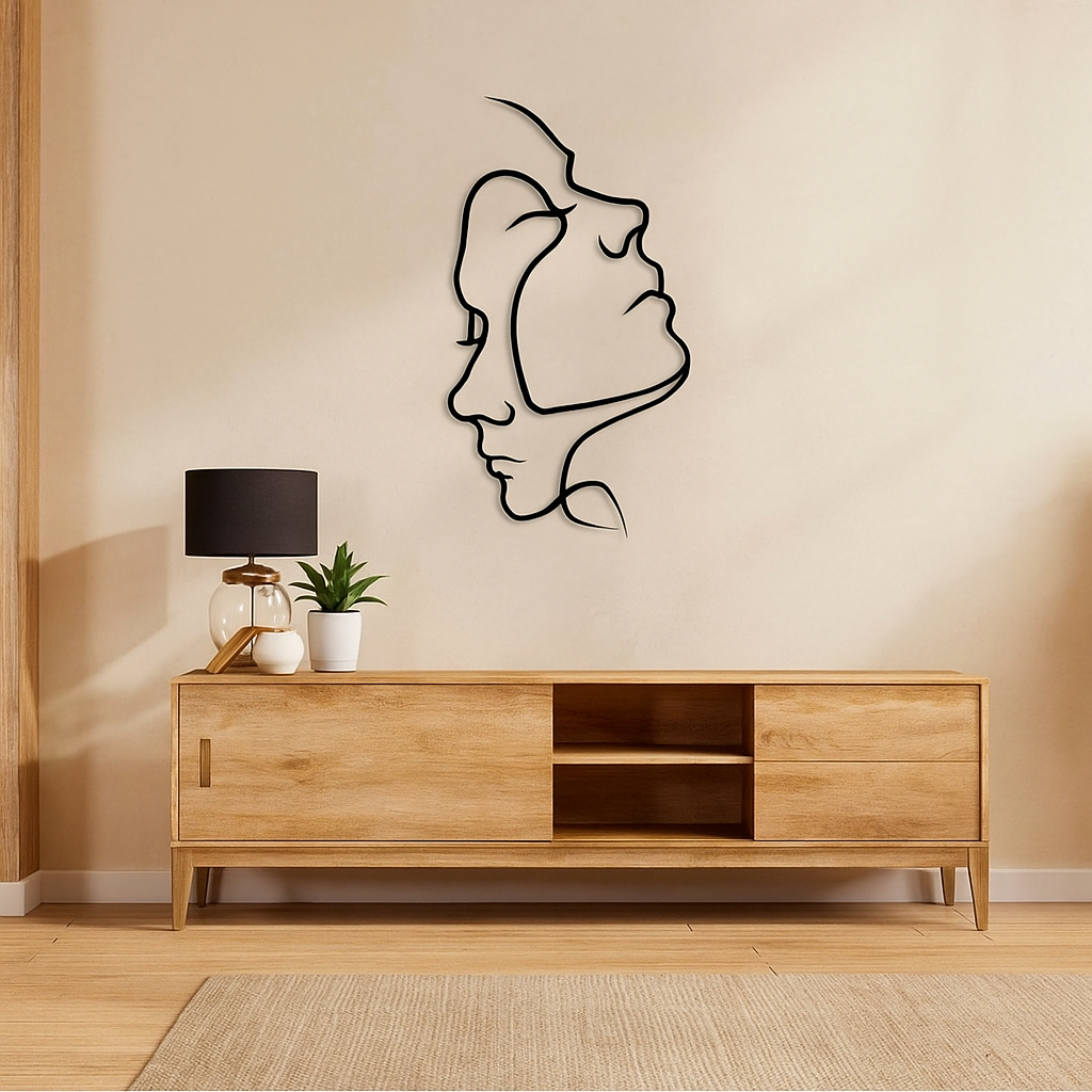 AmoraLine | Décoration Murale Minimaliste avec Expression Abstraite de l'Amour | Valuna