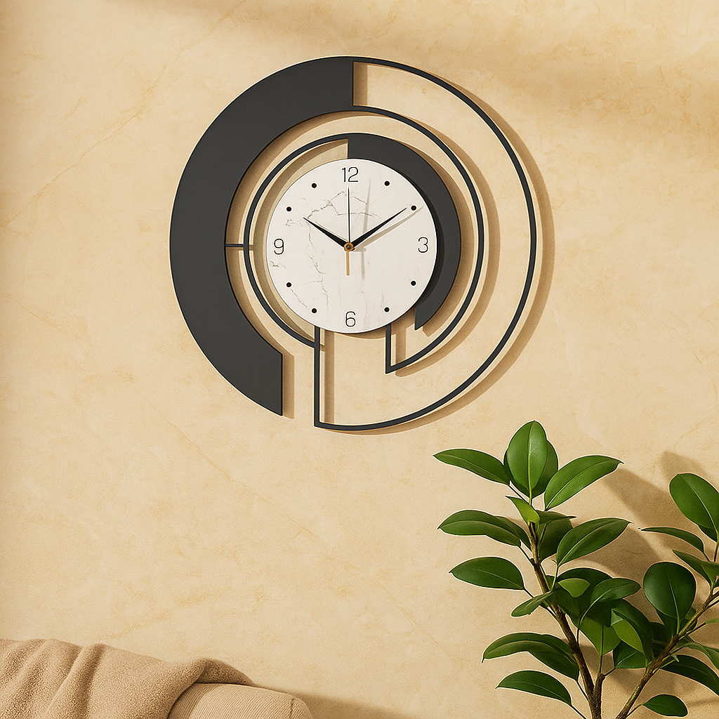 SerenityTick | Horloge Murale Géométrique Silencieuse – Mouvement Silencieux pour Espaces Paisibles | Valuna