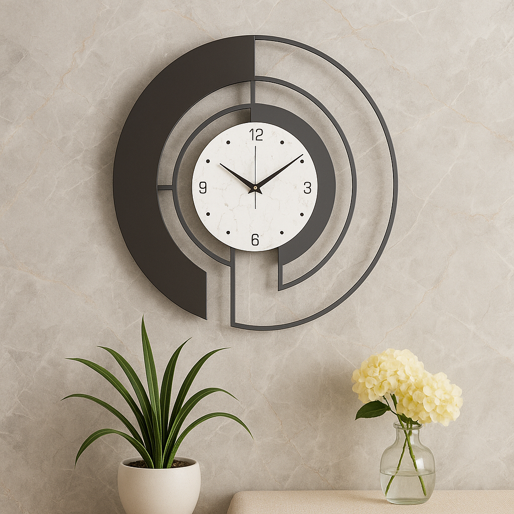SerenityTick | Horloge Murale Géométrique Silencieuse – Mouvement Silencieux pour Espaces Paisibles | Valuna