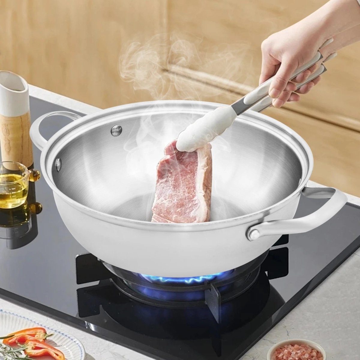 EcoHeat | Casserole En Acier Inoxydable 26 Cm Avec Répartition Uniforme De Chaleur | Valuna