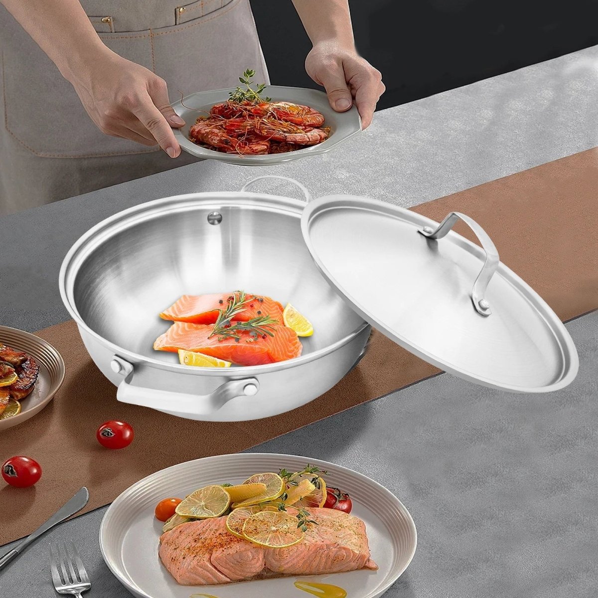 EcoHeat | Casserole En Acier Inoxydable 26 Cm Avec Répartition Uniforme De Chaleur | Valuna