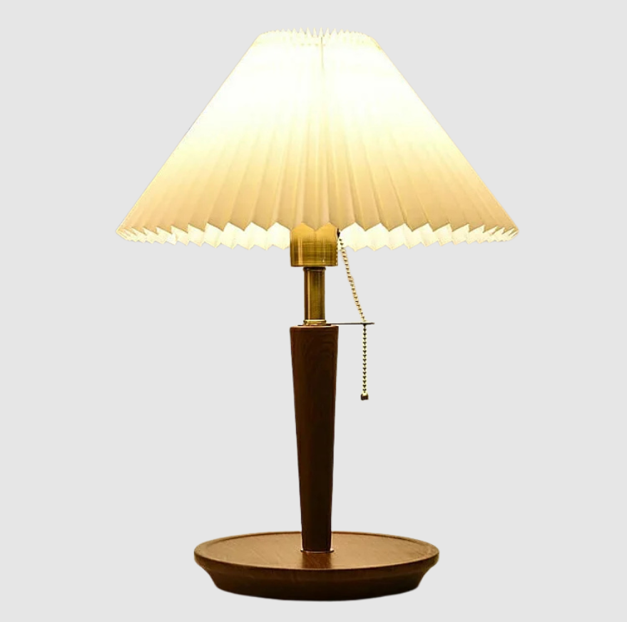 Lampe | de Table Vintage en Bois Plissé | Valuna