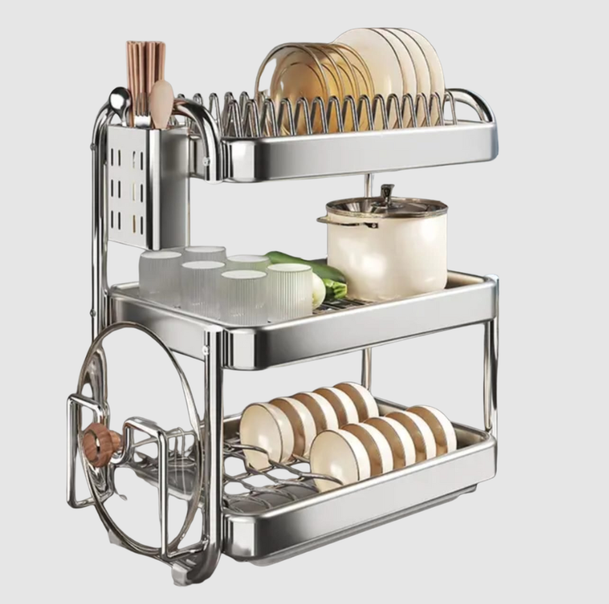Égouttoir Chrome à Vaisselle | Râtelier Élégant et Résistant pour Cuisine | Valuna