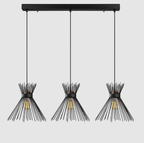 Suspension Lyric 3‑Lumières en Métal Noir | Déclaration Industrielle Élégante pour Salle à Manger | Valuna