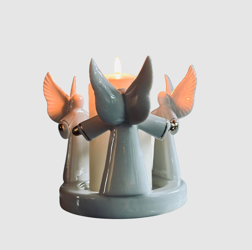 Bougeoir avec Anges | Porcelaine Blanche | Valuna