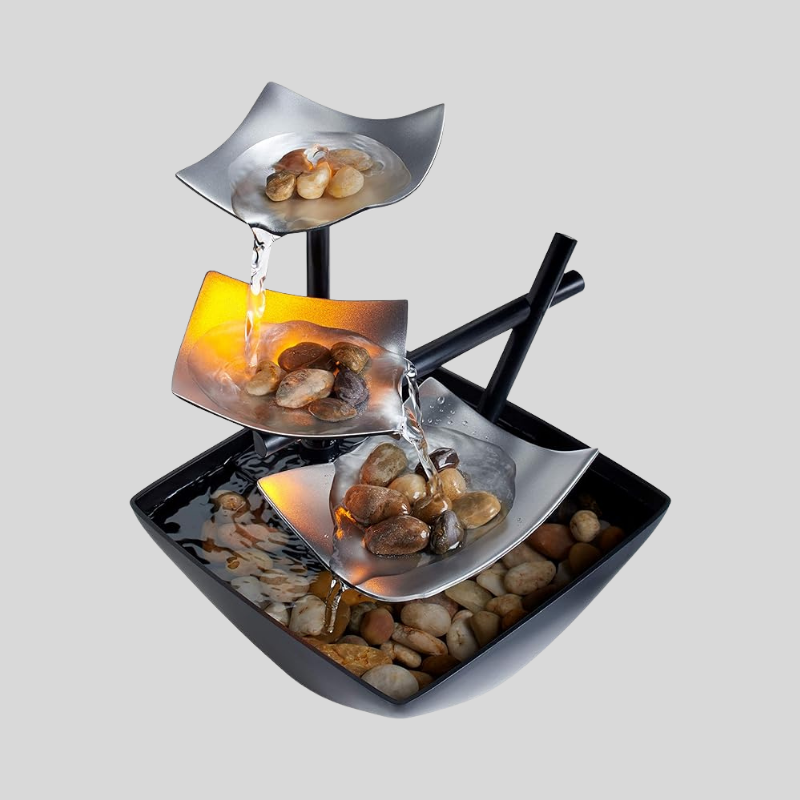 Mini Fontaine De Table Électrique Avec Éclairage Et Décor Feuilles - Valuna