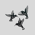 Art Mural En Métal 3 Pièces Motif Colibri Noir - Valuna