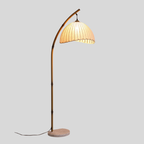 Lampe Sur Pied En Bambou Avec Abat-Jour En Tissu LED E27 - Valuna