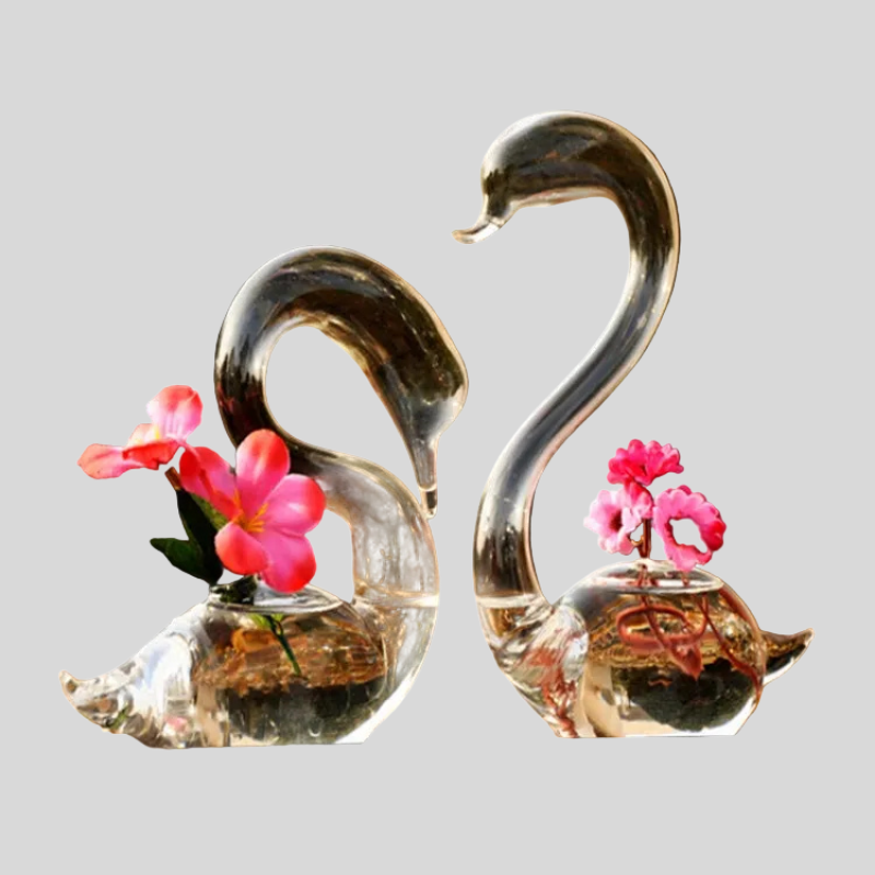 Vase Décoratif En Verre En Forme De Cygnes Multifonction - Valuna