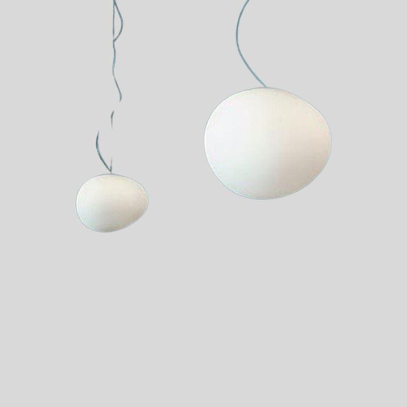 Pebble Flottant | Suspension De Salle À Manger En Verre Crème Minimaliste | Valuna