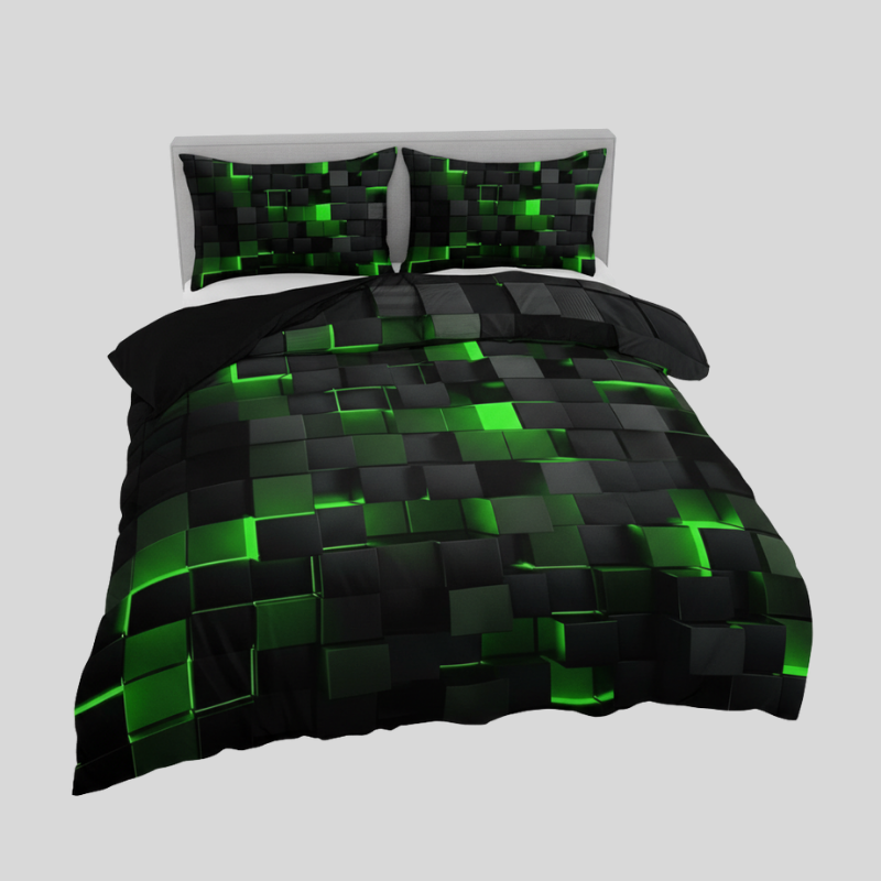 Raster Néon | Ensemble De Housse De Couette 3D Moderne Et Léger | Valuna