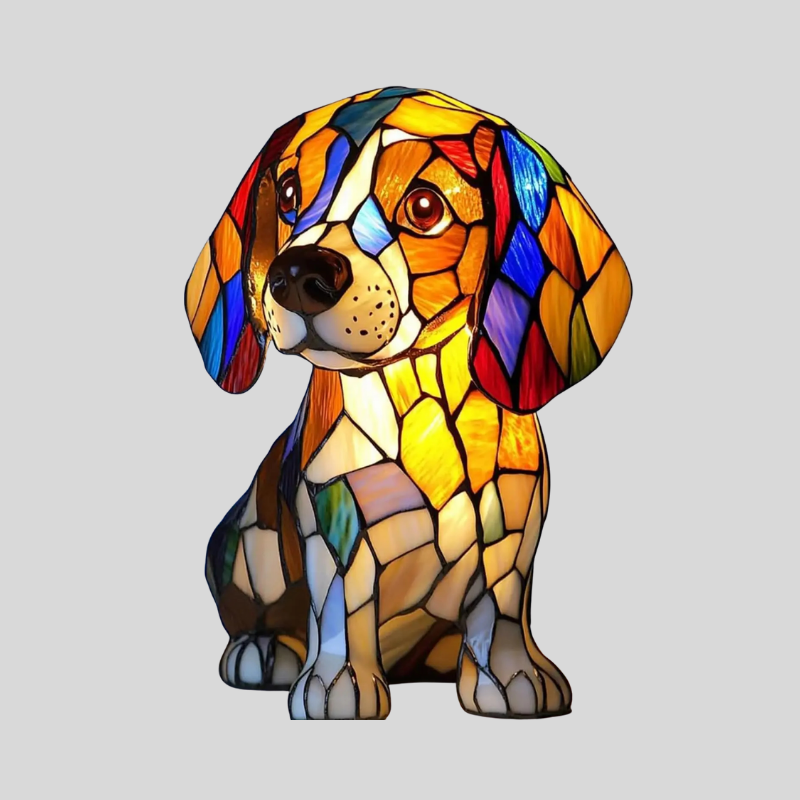 Art Nouveau | Lampe De Table En Verre Sculpté Chat Et Chien | Valuna