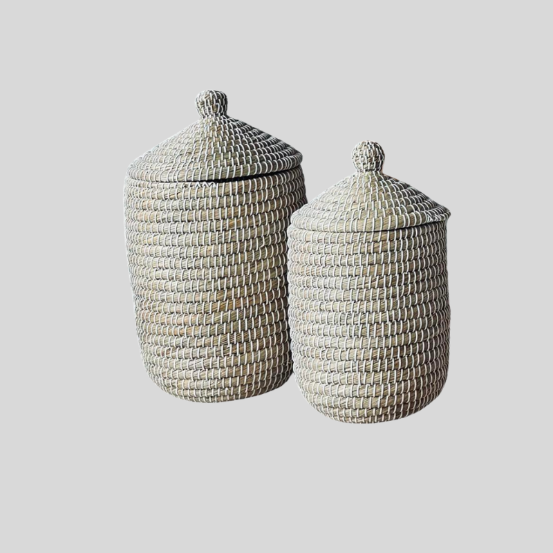 Courbe & Panier En Herbe Marine | Ensemble Décoratif 2 Pièces | Valuna