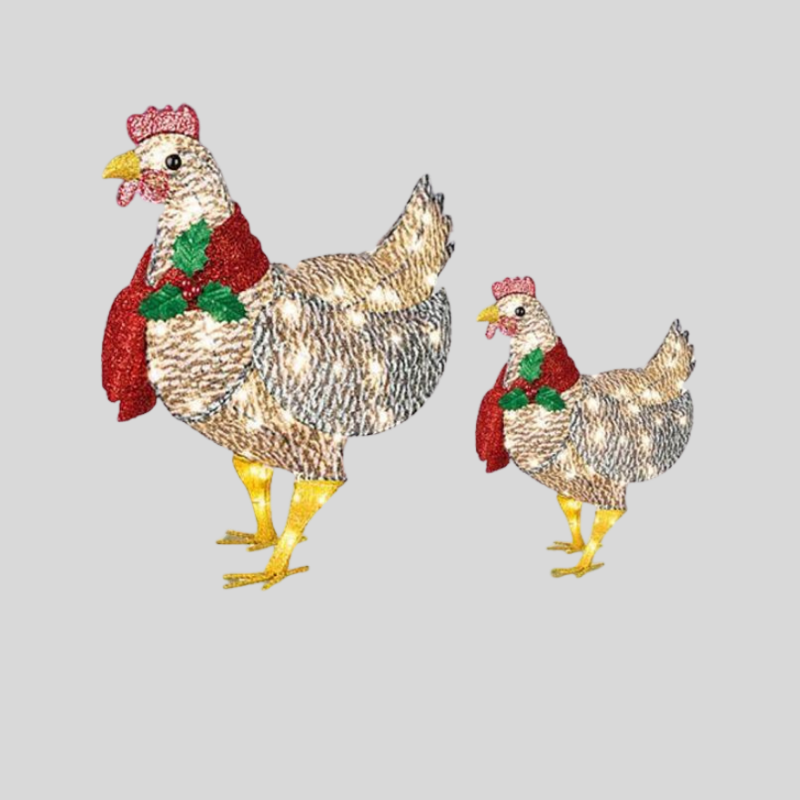 Poulet Lumineux | Décoration De Noël Avec Écharpe Festive | Valuna