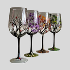 Quatre Saisons | Verres À Vin Peints À La Main Au Design Artistique Élégant | Valuna