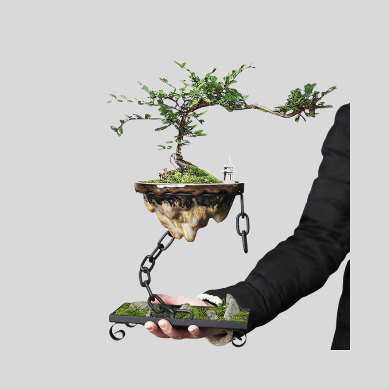 EarthZen – Pot De Bonsaï Avec Suspension En Chaîne | Décoration Suspendue Élégante Pour La Maison Et Le Jardin | Valuna