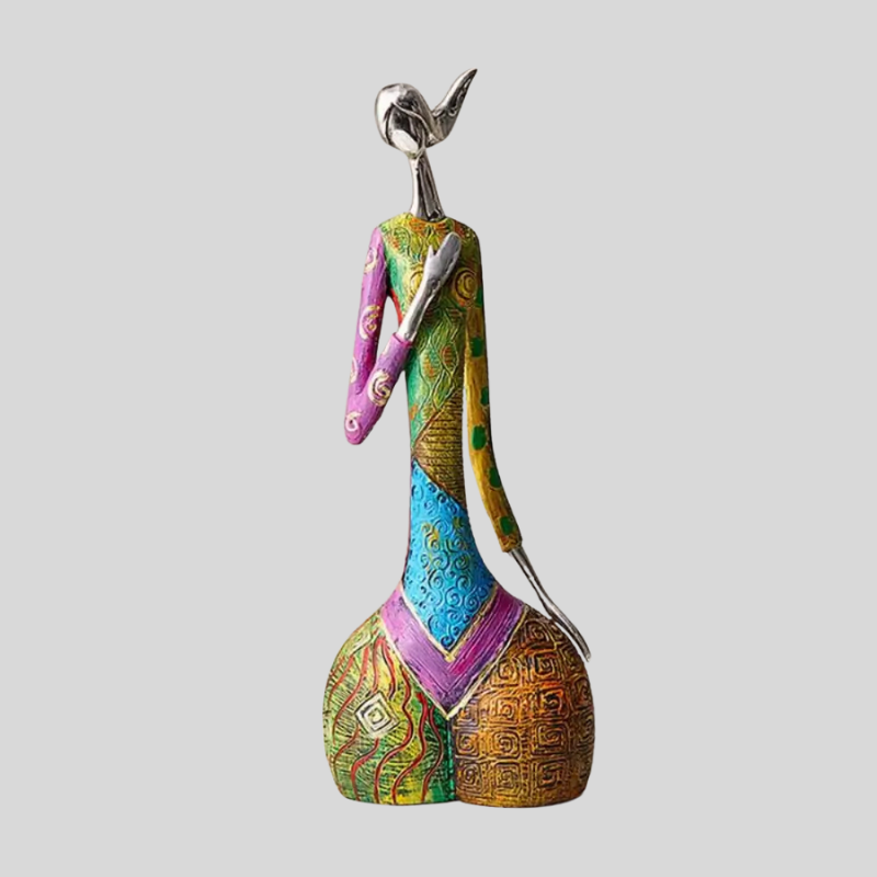 Abstrait | Sculpture En Résine Avec Détails Métalliques | Valuna