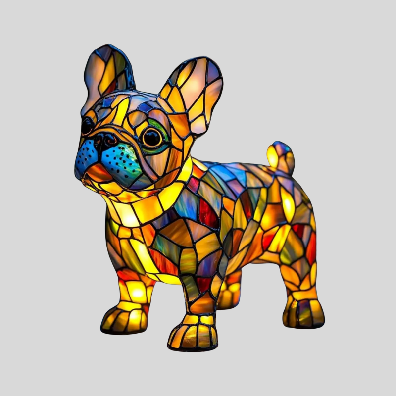 Art Nouveau | Lampe De Table En Verre Sculpté Chat Et Chien | Valuna