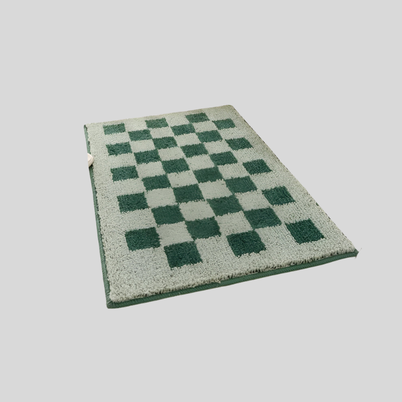 Tapis De Bain En Peluche À Carreaux Doux | Valuna